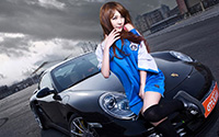 保时捷911 Turbo S跑车性感车模丝袜壁纸(9)